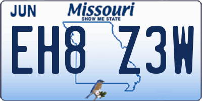 MO license plate EH8Z3W
