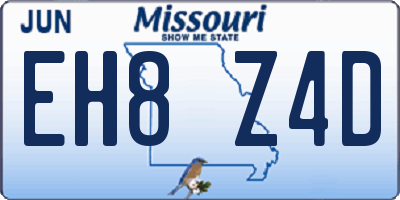 MO license plate EH8Z4D