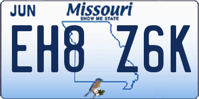 MO license plate EH8Z6K