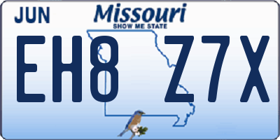 MO license plate EH8Z7X