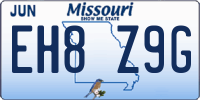 MO license plate EH8Z9G