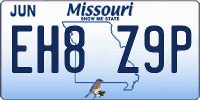 MO license plate EH8Z9P