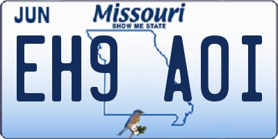 MO license plate EH9A0I
