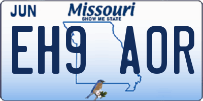 MO license plate EH9A0R