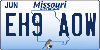 MO license plate EH9A0W