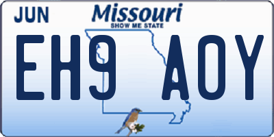 MO license plate EH9A0Y
