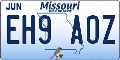 MO license plate EH9A0Z