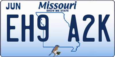 MO license plate EH9A2K