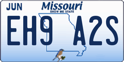 MO license plate EH9A2S