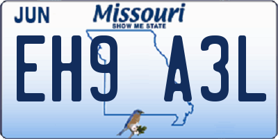 MO license plate EH9A3L