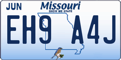 MO license plate EH9A4J