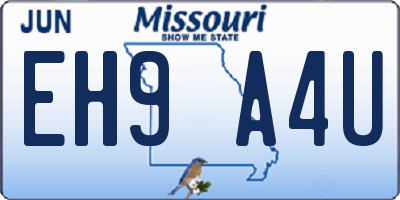 MO license plate EH9A4U