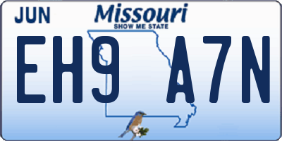 MO license plate EH9A7N