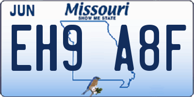 MO license plate EH9A8F
