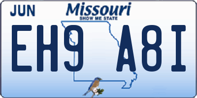 MO license plate EH9A8I