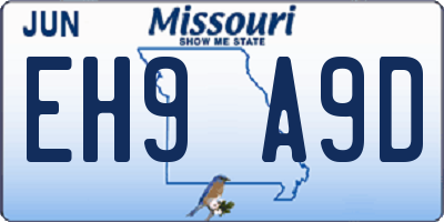 MO license plate EH9A9D
