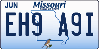 MO license plate EH9A9I