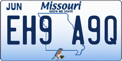 MO license plate EH9A9Q