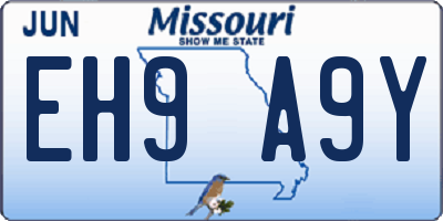 MO license plate EH9A9Y
