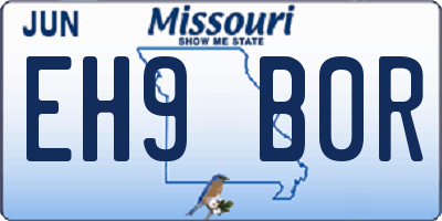 MO license plate EH9B0R