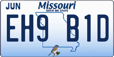 MO license plate EH9B1D
