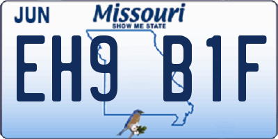MO license plate EH9B1F