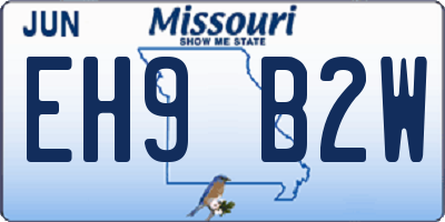 MO license plate EH9B2W