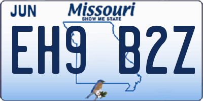 MO license plate EH9B2Z