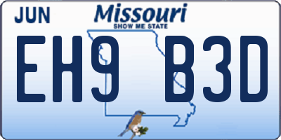MO license plate EH9B3D