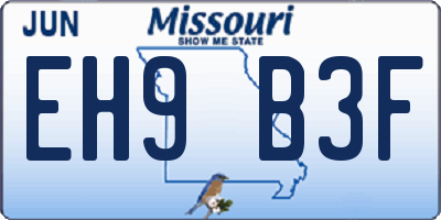 MO license plate EH9B3F
