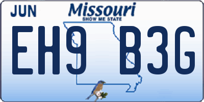 MO license plate EH9B3G