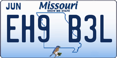 MO license plate EH9B3L
