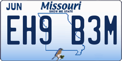 MO license plate EH9B3M