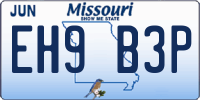 MO license plate EH9B3P