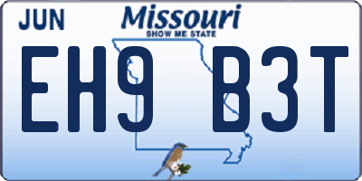 MO license plate EH9B3T