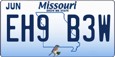 MO license plate EH9B3W