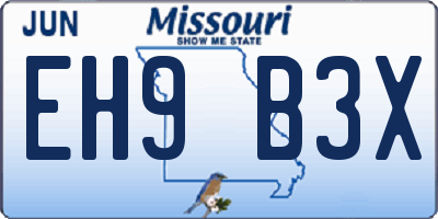 MO license plate EH9B3X