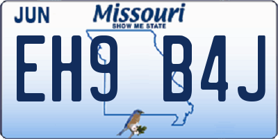 MO license plate EH9B4J