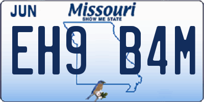 MO license plate EH9B4M