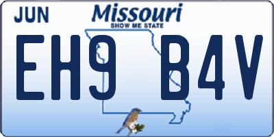 MO license plate EH9B4V
