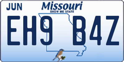 MO license plate EH9B4Z