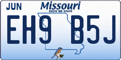 MO license plate EH9B5J