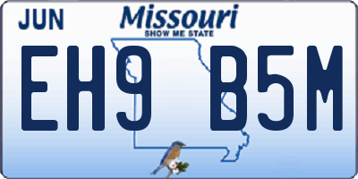 MO license plate EH9B5M
