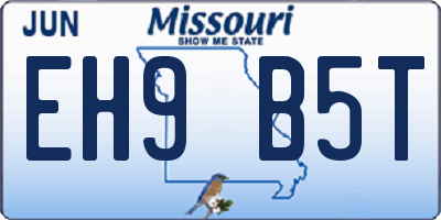 MO license plate EH9B5T