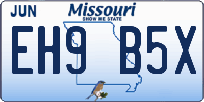 MO license plate EH9B5X