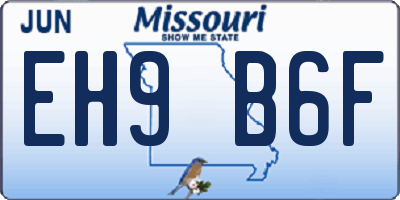 MO license plate EH9B6F