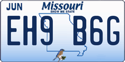 MO license plate EH9B6G