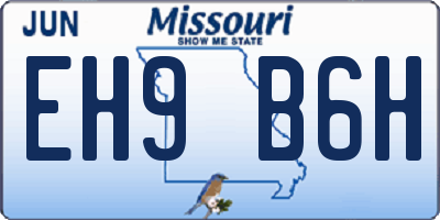 MO license plate EH9B6H