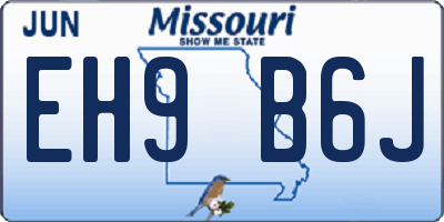 MO license plate EH9B6J