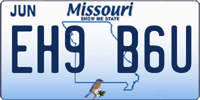 MO license plate EH9B6U